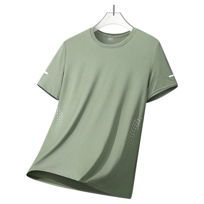 CHRLCK Men's Running Quick Drying T-shirts Breathable Hiking Fishing Tees Soft Elasticity Outdoor Sports Short Shirt Summer