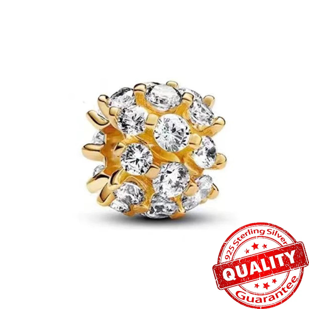 Gold Series 925 Sterling Silver Firefly Leopard Seahorse Crystal Ball Flower Charm Fit DIY Bracelet Necklace Boutique Party Gift