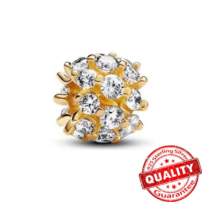 Gold Series 925 Sterling Silver Firefly Leopard Seahorse Crystal Ball Flower Charm Fit DIY Bracelet Necklace Boutique Party Gift