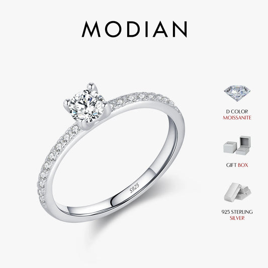 MODIAN D Color Moissanite Ring Delicate Square 925 Sterling Silver Lab Diamond Ring For Women Wedding Statement Jewelry