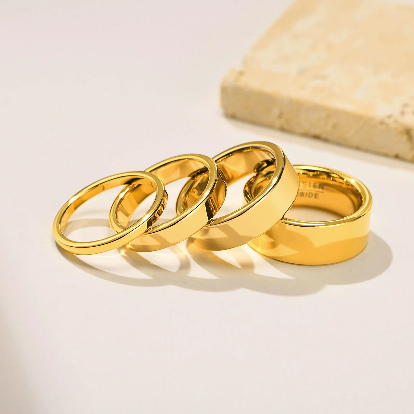 Basic 2/4/6 MM Wide Wedding Couple Ring for Women Men, PVD Gold Color Geometric Engagement Rings Finger Bands Jewelry