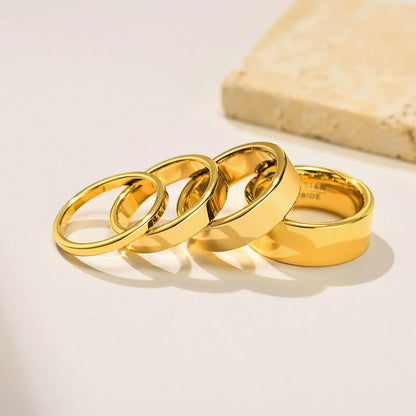 Basic 2/4/6 MM Wide Wedding Couple Ring for Women Men, PVD Gold Color Geometric Engagement Rings Finger Bands Jewelry