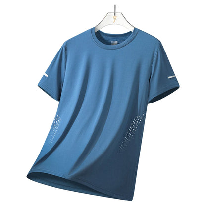 CHRLCK Men's Running Quick Drying T-shirts Breathable Hiking Fishing Tees Soft Elasticity Outdoor Sports Short Shirt Summer