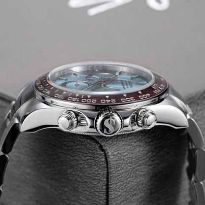 Sugess Diving Mens Watch Panda Automatic Mechanical Chronograph Peacock SL4801 Movement Wristwatch Waterproof Ceramic Bezel New