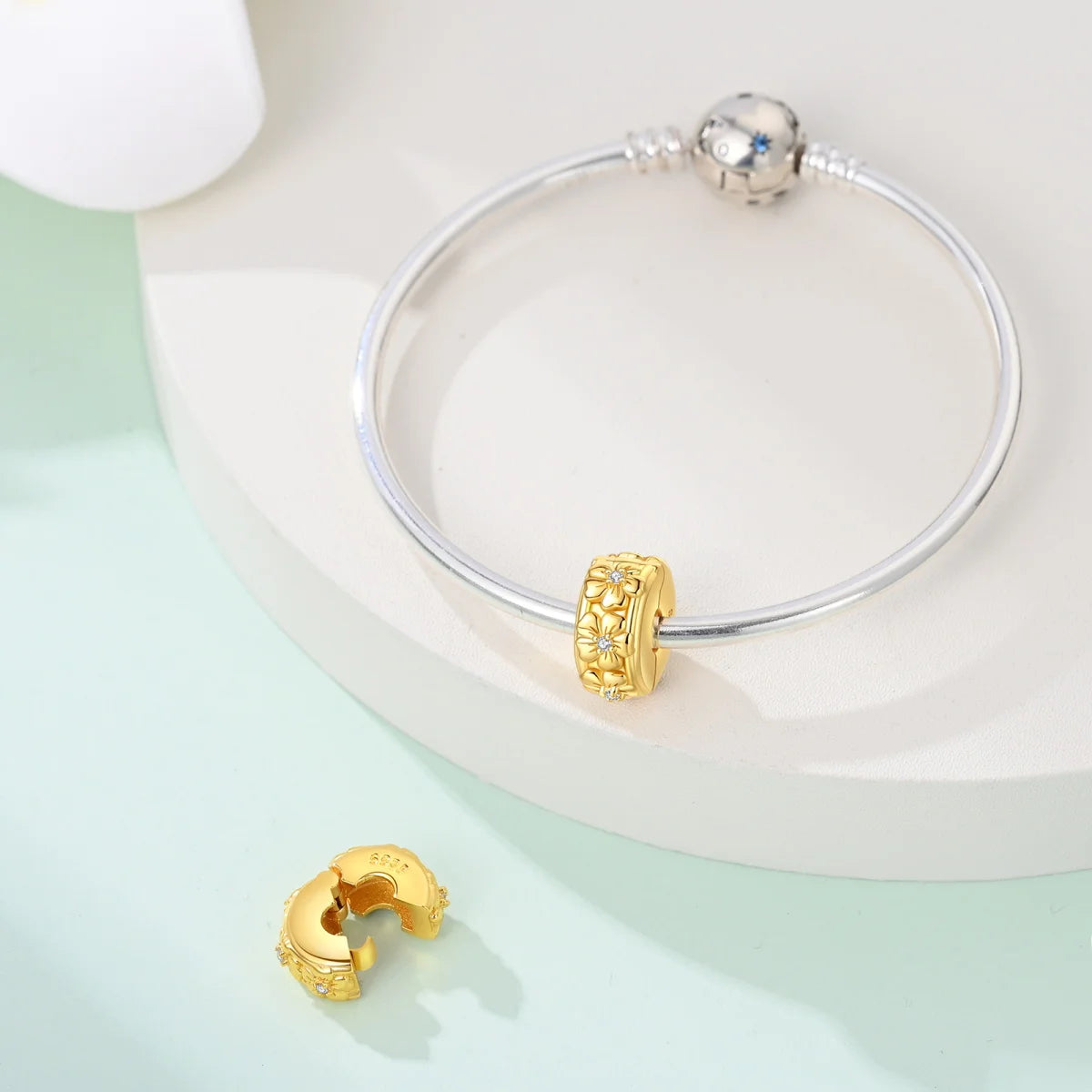 Gold Series 925 Sterling Silver Firefly Leopard Seahorse Crystal Ball Flower Charm Fit DIY Bracelet Necklace Boutique Party Gift