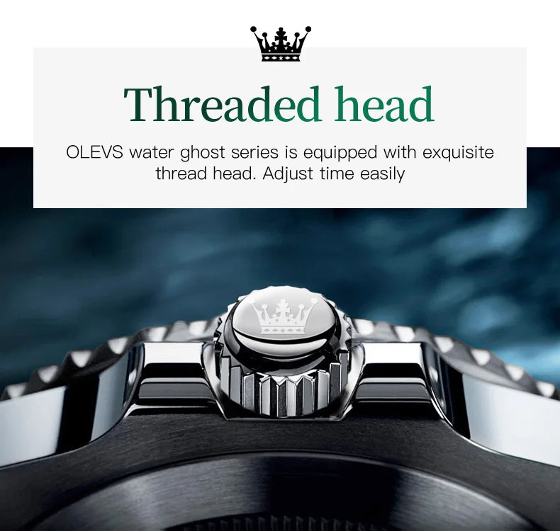 OLEVS 5885 Men's Watches Business Stainless Steel Strap Green Quartz Watch Waterproof Calendar Luminous High Quality Wristwatch