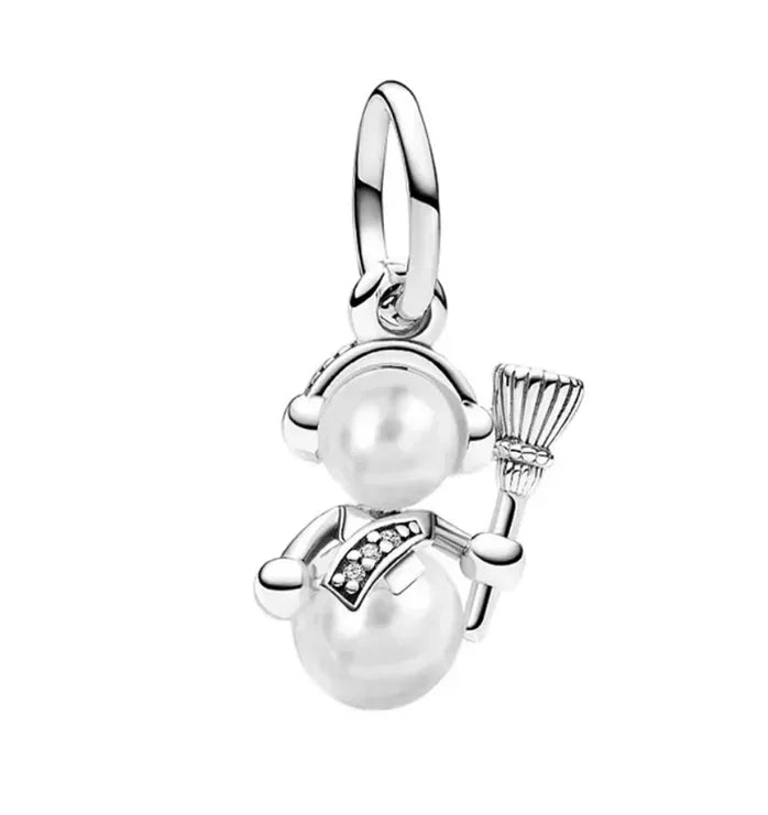 Original 925 Sterling Silver Christmas Charms Santa Claus Reindeer Snowflake Beads Fit Necklace Bracelets DIY Gifts Fine Jewelry