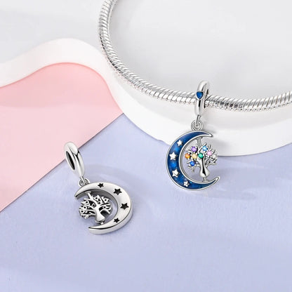 Fit Original Bracelet Silver Plated Cat Moon Shape Stars Love Charms Pendants For Women Jewelry Making Gift