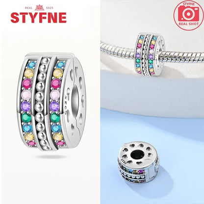 Real Silver 925 Clip Charms Heart Beads Stopper Safety Chain for Original Bracelet Making Fine Jewelry Gifts for Women Diy