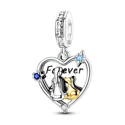 925 Silver Sparkling Cat Dog Charms Pendants Love Family Father Beads Fits Original Bracelet Gift for Women