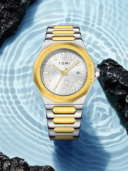 TOMI Luxury Business Men's Watch Gift Box Set High Quality Rose Gold Case Simple and Versatile Quartz Watch Relogio Masculino