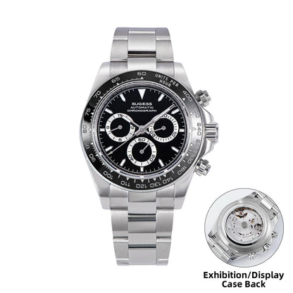 Sugess Diving Mens Watch Panda Automatic Mechanical Chronograph Peacock SL4801 Movement Wristwatch Waterproof Ceramic Bezel New