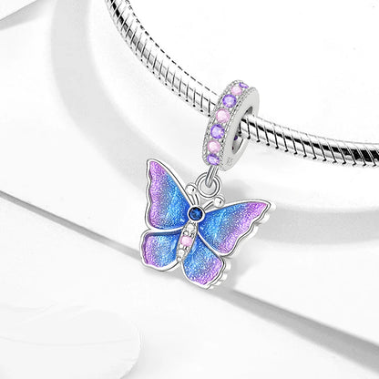 925 Sterling Silver Cute Butterfly Elephant Blue Series Charms Beads Fit Original Pan Bracelet Bangle High Quality DIY Jewelry