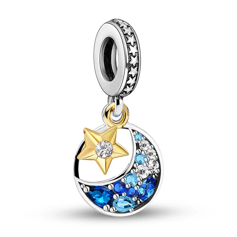 925 Sterling Silver Cute Butterfly Elephant Blue Series Charms Beads Fit Original Pan Bracelet Bangle High Quality DIY Jewelry