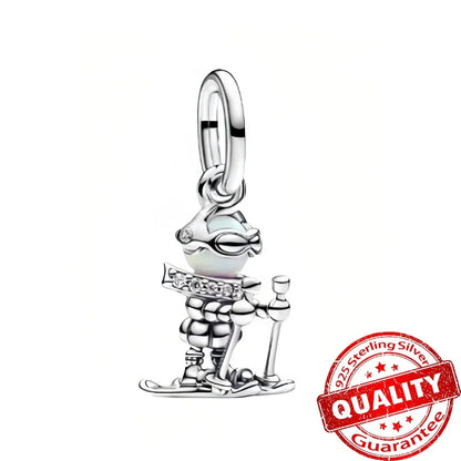 Original 925 Sterling Silver Christmas Charms Santa Claus Reindeer Snowflake Beads Fit Necklace Bracelets DIY Gifts Fine Jewelry