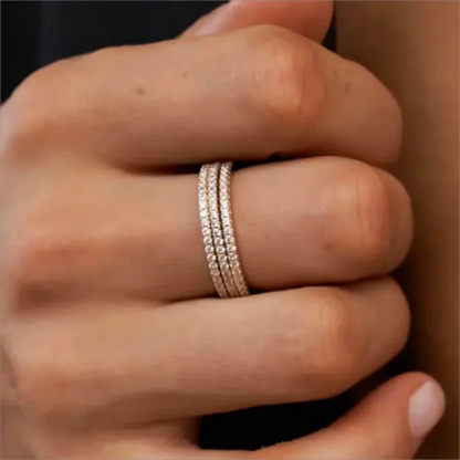 1/3PCS Thin Dainty Stackable Ring Mariasz Minimalist Full Eternity Band Cubic Zirconia Gold Color Plated Pave Rings for Women