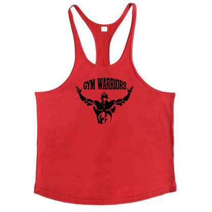 Men's Cotton Gym Warriors Tank Tops Running Vests Y-Back Bodybuilding Sleeveless Shirt Muscle Workout Athletic Fitness Singlets