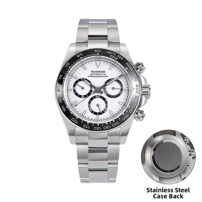 Sugess Diving Mens Watch Panda Automatic Mechanical Chronograph Peacock SL4801 Movement Wristwatch Waterproof Ceramic Bezel New