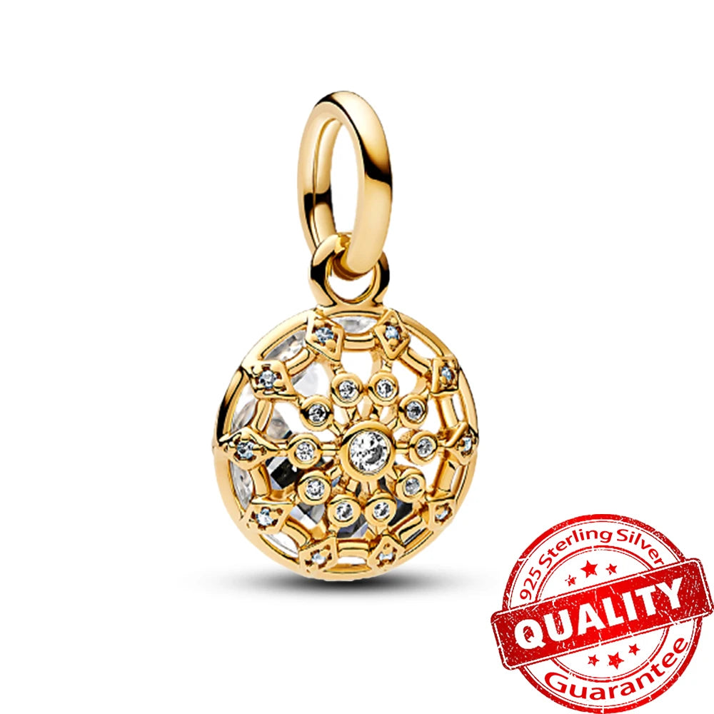 Gold Series 925 Sterling Silver Firefly Leopard Seahorse Crystal Ball Flower Charm Fit DIY Bracelet Necklace Boutique Party Gift