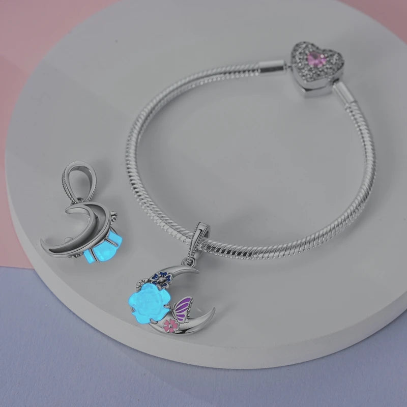 Fit Original Bracelet Silver Plated Cat Moon Shape Stars Love Charms Pendants For Women Jewelry Making Gift