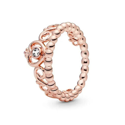 Hot selling 925 sterling silver rose gold ring high-quality luxury sparkling crystal ring women's jewelry exquisite holiday gift