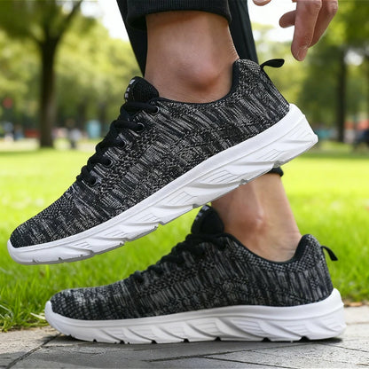 2025 New Arrival Men's Casual Sneakers Breathable Knit Upper Soft Sole Non-Slip Outdoor Shoes Comfortable Walking Running Shoes