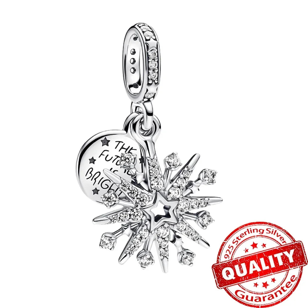 Original 925 Sterling Silver Christmas Charms Santa Claus Reindeer Snowflake Beads Fit Necklace Bracelets DIY Gifts Fine Jewelry
