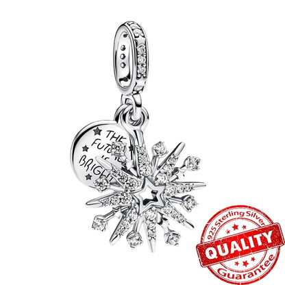Original 925 Sterling Silver Christmas Charms Santa Claus Reindeer Snowflake Beads Fit Necklace Bracelets DIY Gifts Fine Jewelry