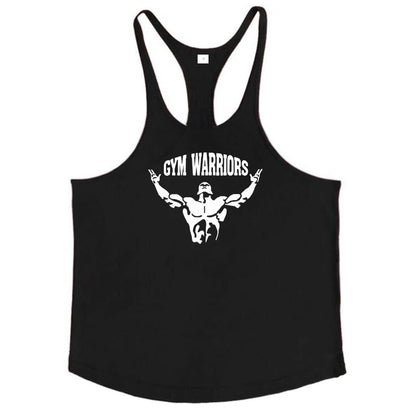 Men's Cotton Gym Warriors Tank Tops Running Vests Y-Back Bodybuilding Sleeveless Shirt Muscle Workout Athletic Fitness Singlets