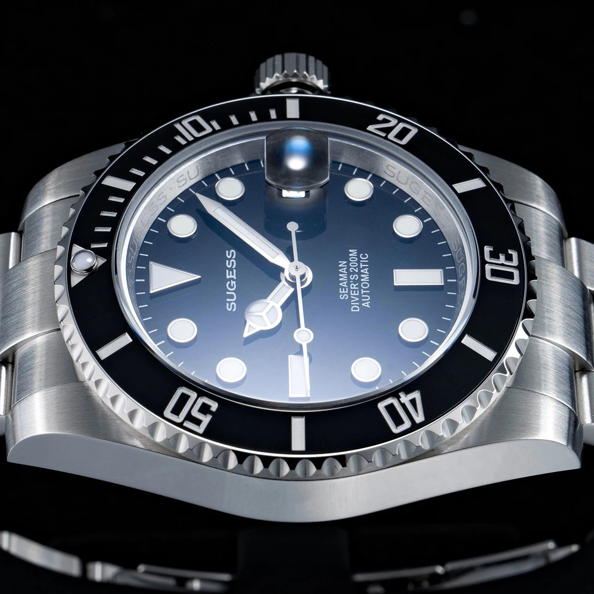 Sugess Watch of Men Diver NH35 Automatic Mechanical Wristwatch Date Sapphire Crystal Luminous Ceramic Bezel Waterproof 200M 2022