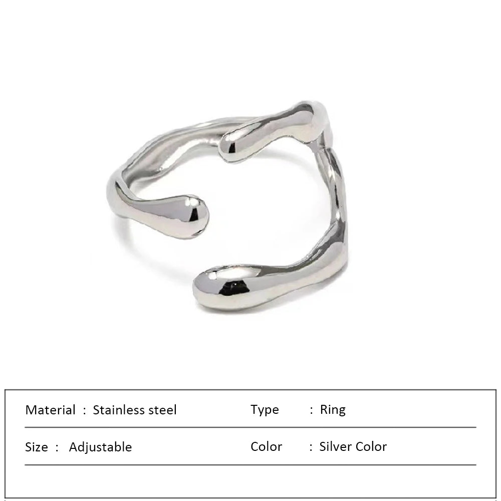 Waterproof Stainless Steel Ring for Women Non-fading Heart Ring Stylish Metal Rings Simple New Jewelry Wholesale Dropshipping