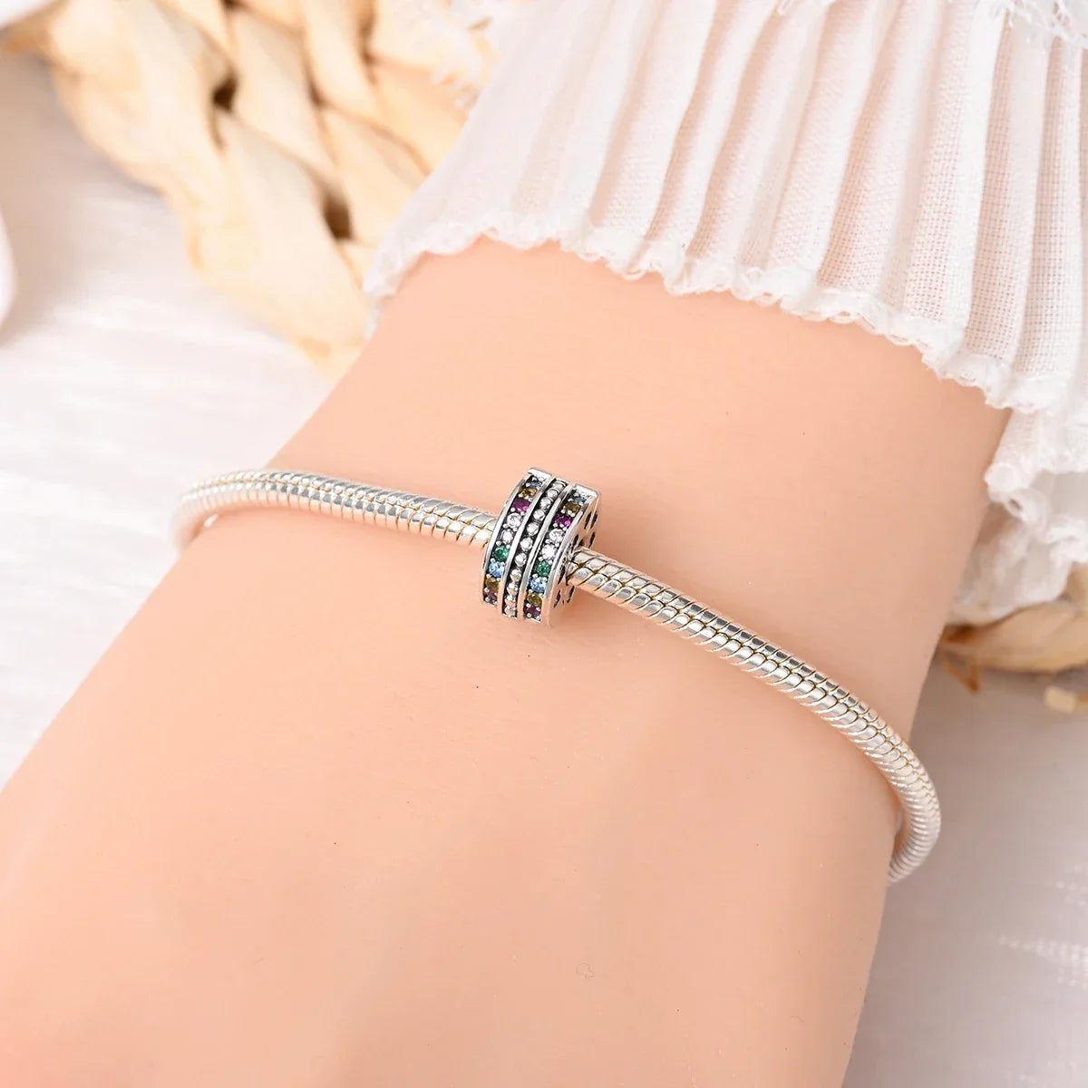 Real Silver 925 Clip Charms Heart Beads Stopper Safety Chain for Original Bracelet Making Fine Jewelry Gifts for Women Diy