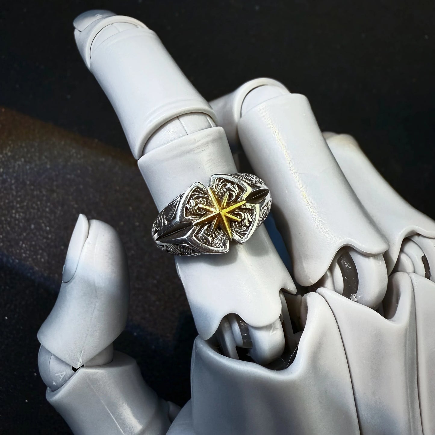 Retro Polaris North Star Adjustable Open Ring For Men Punk Gothic Edgy Copper Jewelry Unisex Accessories Good Fortune Love Gift