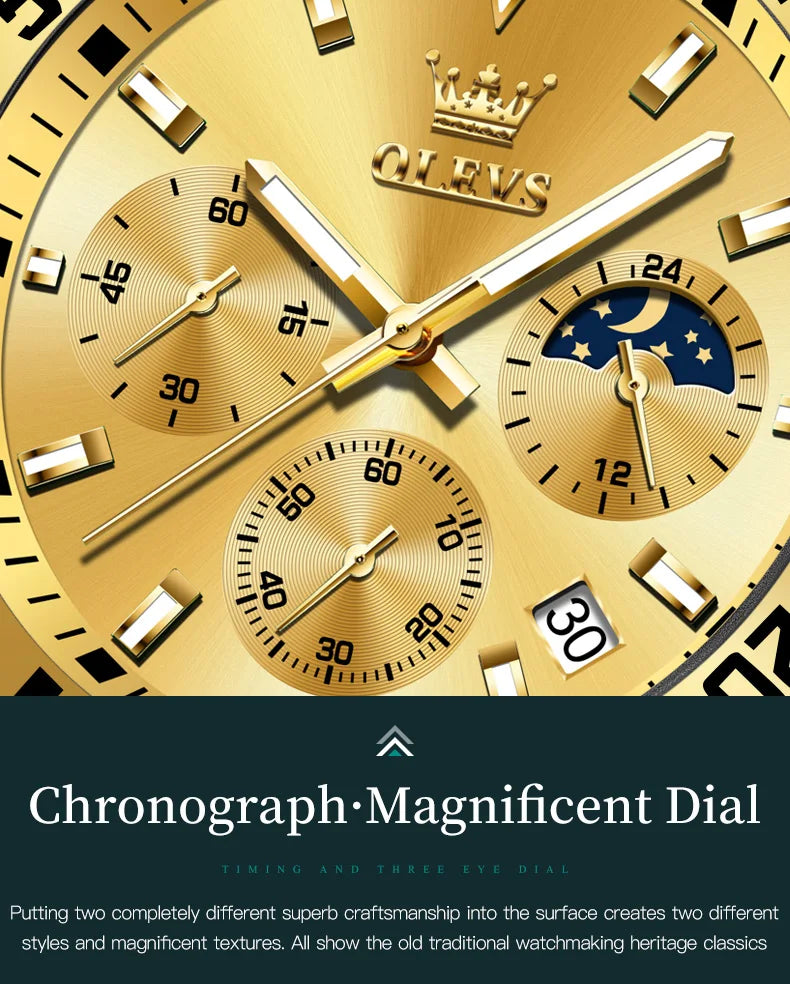 OLEVS Watches For Men Classic with Date Dress Luxury Big Face Waterproof Luminous Men's Wrist Watch Stainless Steel Men Watch