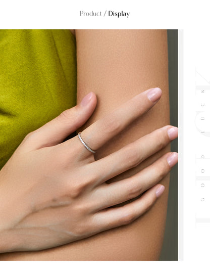 MODIAN Simple Eternity Moissanite Ring 925 Sterling Silver Sparkling Simple Thin Wedding Band Rings For Women Fine Jewelry