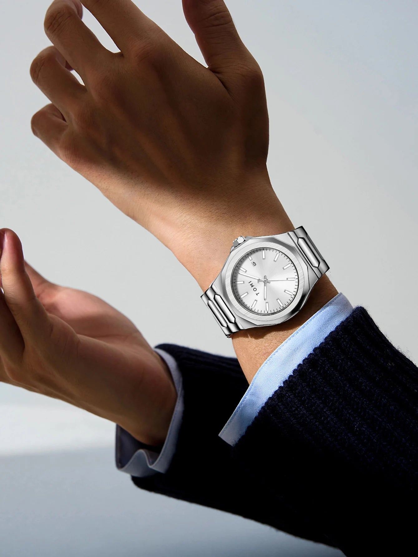 TOMI Luxury Business Men's Watch Gift Box Set High Quality Rose Gold Case Simple and Versatile Quartz Watch Relogio Masculino