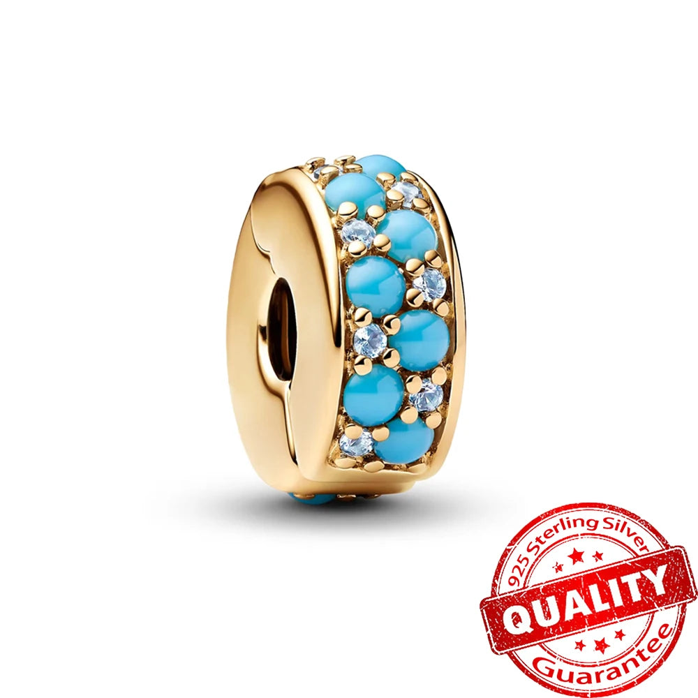 Gold Series 925 Sterling Silver Firefly Leopard Seahorse Crystal Ball Flower Charm Fit DIY Bracelet Necklace Boutique Party Gift