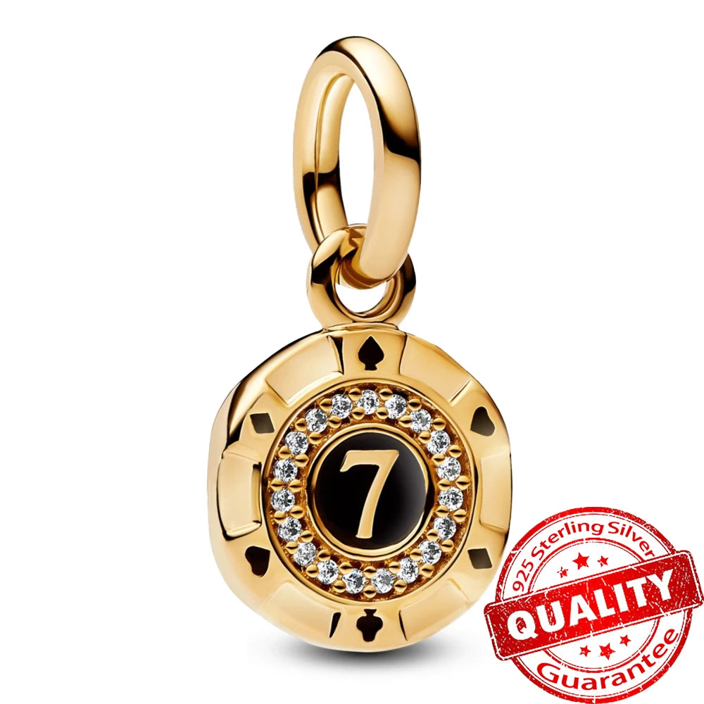 Gold Series 925 Sterling Silver Firefly Leopard Seahorse Crystal Ball Flower Charm Fit DIY Bracelet Necklace Boutique Party Gift