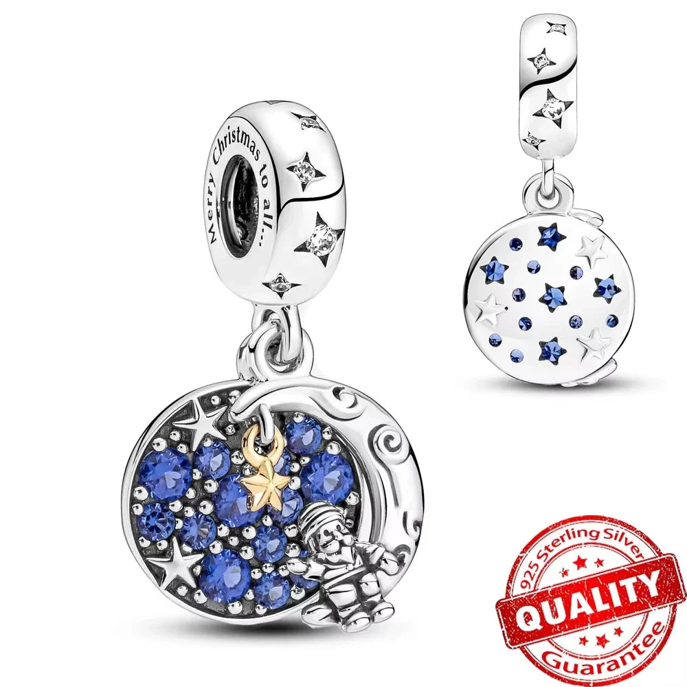 Original 925 Sterling Silver Christmas Charms Santa Claus Reindeer Snowflake Beads Fit Necklace Bracelets DIY Gifts Fine Jewelry