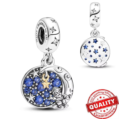Original 925 Sterling Silver Christmas Charms Santa Claus Reindeer Snowflake Beads Fit Necklace Bracelets DIY Gifts Fine Jewelry