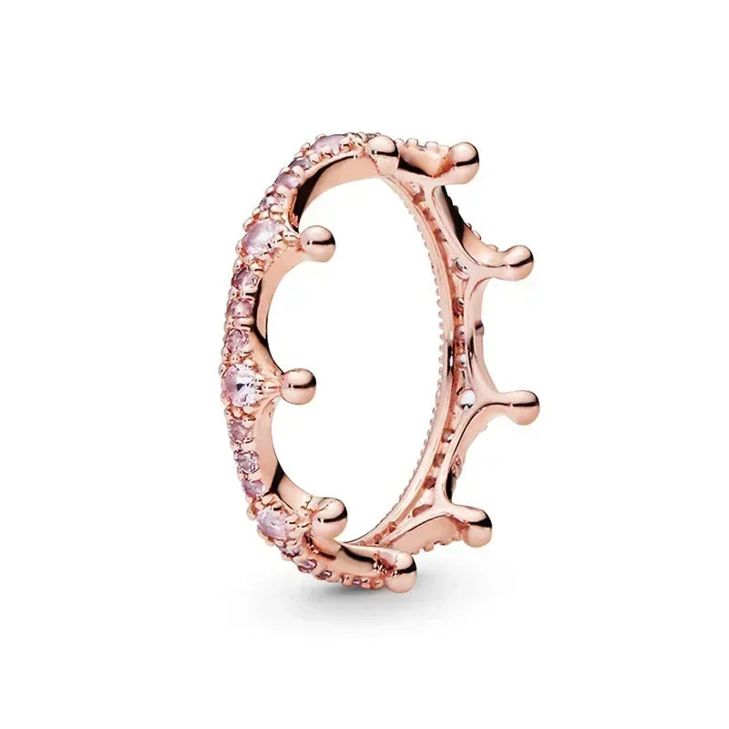 Hot selling 925 sterling silver rose gold ring high-quality luxury sparkling crystal ring women's jewelry exquisite holiday gift
