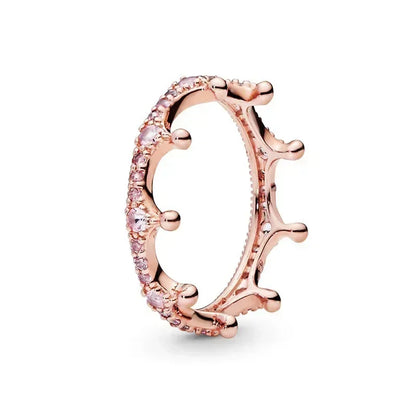 Hot selling 925 sterling silver rose gold ring high-quality luxury sparkling crystal ring women's jewelry exquisite holiday gift