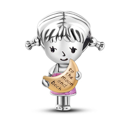 Fit Original Bracelet Silver Plated Cat Moon Shape Stars Love Charms Pendants For Women Jewelry Making Gift