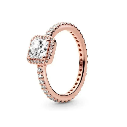 Hot selling 925 sterling silver rose gold ring high-quality luxury sparkling crystal ring women's jewelry exquisite holiday gift