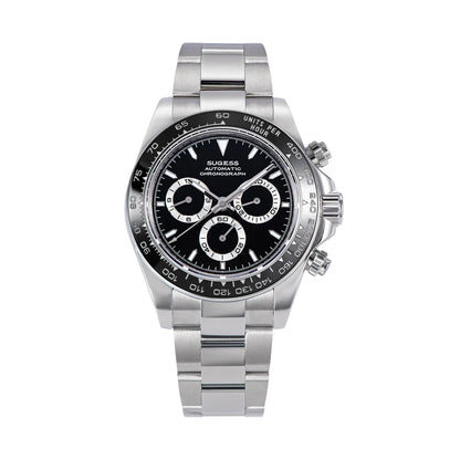 Sugess Diving Mens Watch Panda Automatic Mechanical Chronograph Peacock SL4801 Movement Wristwatch Waterproof Ceramic Bezel New