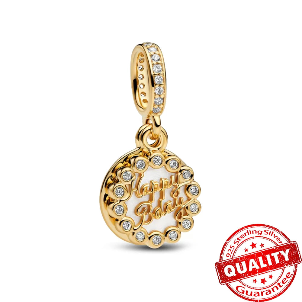 Gold Series 925 Sterling Silver Firefly Leopard Seahorse Crystal Ball Flower Charm Fit DIY Bracelet Necklace Boutique Party Gift