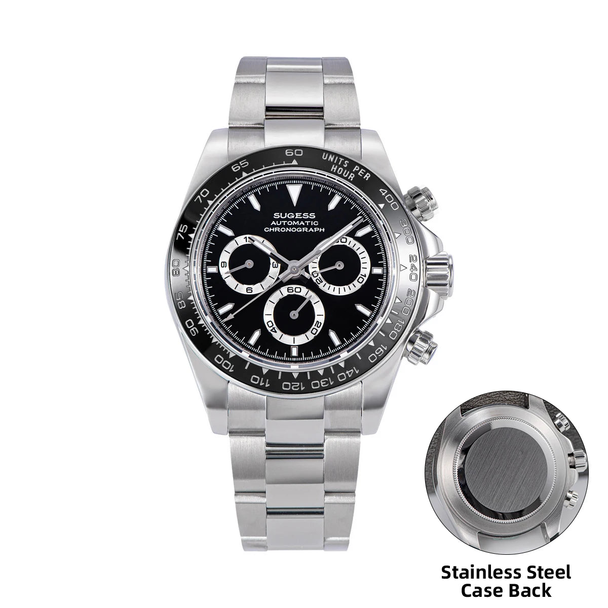 Sugess Diving Mens Watch Panda Automatic Mechanical Chronograph Peacock SL4801 Movement Wristwatch Waterproof Ceramic Bezel New