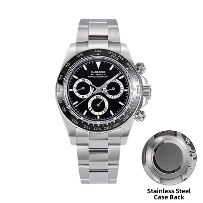Sugess Diving Mens Watch Panda Automatic Mechanical Chronograph Peacock SL4801 Movement Wristwatch Waterproof Ceramic Bezel New