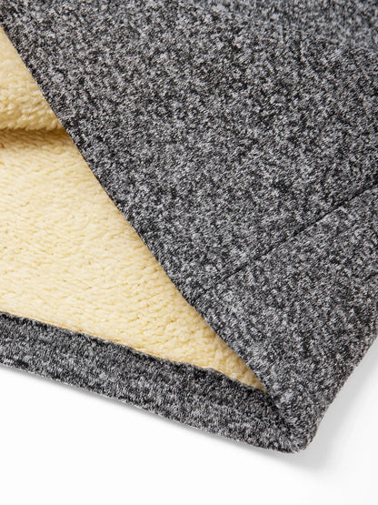 Men's Winter Warm Long Coat Zipper Jacket Zip Windbreaker Thick Fleece Windproof Overcoat Casual Contrast Color Hooded Jacket