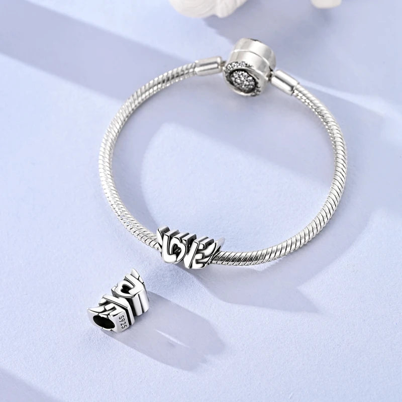 925 Silver Sparkling Cat Dog Charms Pendants Love Family Father Beads Fits Original Bracelet Gift for Women